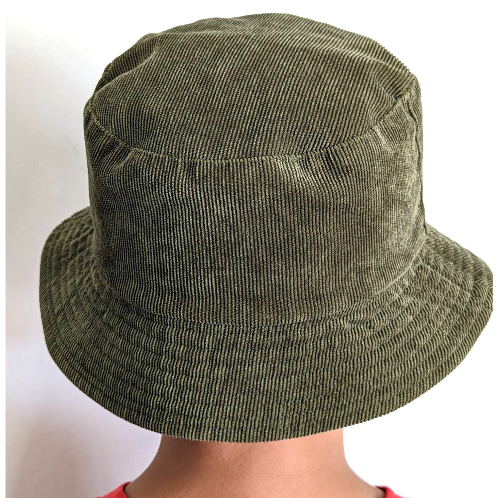 Corduroy Bucket Hat Reversible 2 in 1 Olive Green and Black